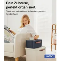 Rotho 2er-Set Aufbewahrungsbox 12 l, Kunststoff, blau, 12 39,5