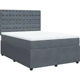 vidaXL Boxspringbett mit Matratze Dunkelgrau 140x200 cm Samt