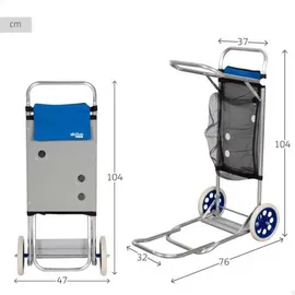 Aktive 62683 Faltbarer Strandwagen Mit Großen Rädern 47x75x104 Cm - Blue / Grey - One Size
