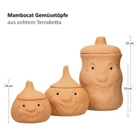 Mambocat 3tlg. Terrakotta Set Knoblauchtopf + Zwiebeltopf + Kartoffeltopf