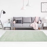 carpet city Teppich Einfarbig Uni Flachfor Soft & Shiny in Grün für Wohnzimmer; Größe: 140x200 cm