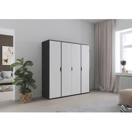 Rauch Drehtürenschrank RAUCH "Kleiderschrank Schrank Garderobe Wäscheschrank NARAI viel Stauraum", grau (graumetallic, alpinweiß), B:187cm H:194cm T:53cm, Holzwerkstoff, Schränke, Drehtürenschrank, Griffausfräsungen für eine grifflose Optik TOPSELLER MADE IN