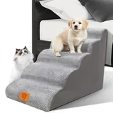 Zvonema Hundetreppe, Hundetreppe für Kleine Hunde, rutschfest Hunde Treppe 5 Stufen, Haustiertreppe mit hochdichtem Schaumstoff, waschbarer Hunderampe, Katzentreppe reduziert Stress auf Tiergelenke