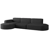 kaiser möbel Ecksofa Designer, Sofa L form MODENA 296cm stoff Poso Schwarz, Links