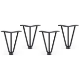 ATM Hairpin Tischbeine 15 cm – 4er Set, robuste Möbelfüße aus pulverbeschichtetem Stahl, ideal für DIY-Möbel, inkl. Bodenschoner und Schrauben