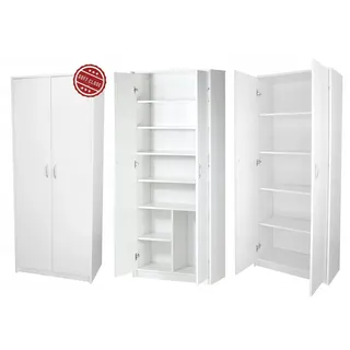 home collective Mehrzweckschrank mit SOFT CLOSE Türdämpfer weiß 74cm breit 180cm hoch mit sechs Einlegeböden und Extra-Fach, Aktenschrank Haushaltsschrank - Weiß