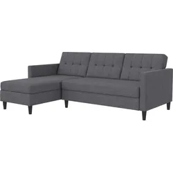 Ecksofa DOREL HOME "Hartford II", grau, B:213cm H:83cm T:154cm, Webstoff 100% Polyester, Sofas, mit Bettfunktion und Stauraum, Recamiere beidseitig montierbar