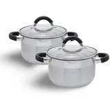 Buri 2er Set Edelstahl Kochtopf 20x15cm Kochtöpfe Topfset Töpfe 2x Topf + Deckel