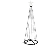 ECD Germany LED Weihnachtsbaum Außen 150 cm 154 LED Warmweiß, Timer, 9 Modi, Dimmbar, inkl. Fernbedienung, Stern, Beleuchteter Tannenbaum
