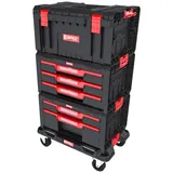 QBRICK - Werkzeugtrolley mit Werkzeugkasten Leer und Schubladen - 3er-Set - Werkstattwagen Leer mit Rollen, Werkzeugbox mit Organizer, Stapelbar - Qbrick System PRO Drawer Workshop Set Nr 2