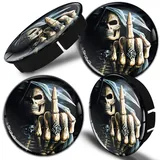 SkinoEu® 4 x 60mm Silikon Nabenkappen Kappen Totenkopf Schädel Felgendeckel Radkappen Radnabendeckel Nabendeckel Auto Tuning C 25