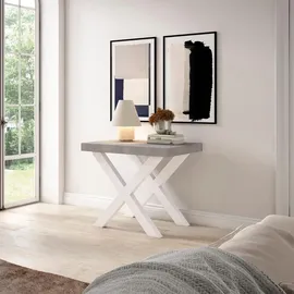SKRAUT HOME Ausziehtisch 262 x 73 x 90 cm weiß/zementgrau