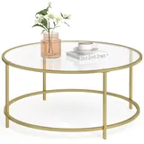 VASAGLE Couchtisch Glas gold 84,0 x 84,0 x 45,5 cm