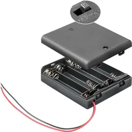goobay Batteriehalter für 4x Mignon mit Deckel und Schalter lose Kabelenden Schwarz