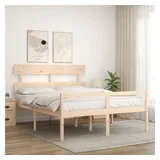 vidaXL Bett Seniorenbett mit Kopfteil 160x200 cm Massivholz beige 200 cm x 160 cm x 81 cm