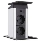 schulte elektro-technik EVOline Port Push mit USB + Edelstahloptik