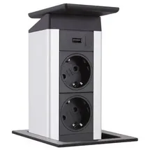 schulte elektro-technik EVOline Port Push mit USB + Edelstahloptik