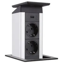 schulte elektro-technik EVOline Port Push mit USB + Edelstahloptik