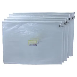 EXXO by HFP Kleinkrambeutel A2 Mesh Bag Reißverschlussbeutel aus faserverstärkter PVC-Folie mit weißem Reißverschluss – 5 Stück
