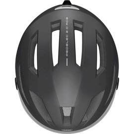 ABUS Pedelec 2.0 ACE - Fahrradhelm mit Rücklicht, Visier, Regenhaube, Ohrenschutz - für Damen und Herren - Dunkelgrau, Größe L