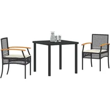 vidaXL Garten Essgruppe 3 pcs Schwarz Poly-Rattan
