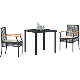 vidaXL Garten Essgruppe 3 pcs Schwarz Poly-Rattan