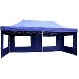 VCM PROFI Faltpavillon Partyzelt 3x6 m blau Seitenteile Dach wasserdicht 270 g/m2