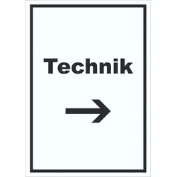 HB-Druck Technik Schild mit Text und Richtungspfeil rechts Hauswirtschaftsraum hochkant A2 (420x594mm)