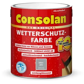 Consolan Wetterschutz-Farbe 2,5 l silbergrau seidenglänzend