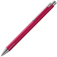 Lamy econ Kugelschreiber 240 aus Edelstahl in raspberry matt und markant gebogenem Clip, inkl. Großraummine M 16 schwarz Strichbreite M