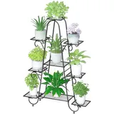 unho Blumentreppe mit 9 Ablagen Blumenständer Blumenregal Metall für innen und außen Balkon Garten, 90 x 22 x 121.5cm