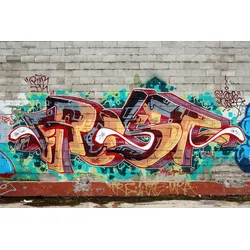 Fototapete PAPERMOON "Graffiti Street Art", bunt, B:3,5m L:2,6m, Vlies, Tapeten