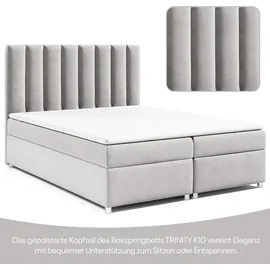 4mybaby GmbH Best for Home Boxspringbett mit Bettkasten Trinity K-10 Bonellfederkern boxspringbett 140x200 Silber