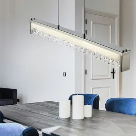 ESTO LED Hängeleuchte, Kristalle, Glas, Höhenverstellbar, L 78 cm