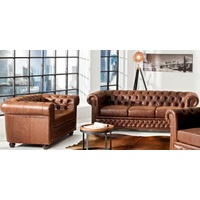 JVmoebel Sofa, Sofagarnitur 3+2 Sitzer Neu Set Design Sofas Polster Couchen Leder Chesterfield braun