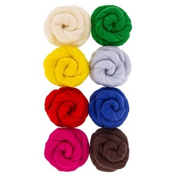 Farbige Filzwolle "Grundfarben", 100g-Pack