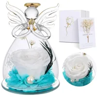 Miofula Ewige Rose Glaskuppel Infinity Rosen Mama Muttertag Engel-weiß
