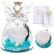 Miofula Ewige Rose Glaskuppel Infinity Rosen Mama Muttertag Engel-weiß