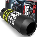 KIRXST Schlagschrauber Nüsse 1/2 Zoll, SW 8 mm Kraft-Steckschlüssel-Einsatz, CR-V Schlagschraubereinsatz Radschrauben Nuss, 78 mm Lang