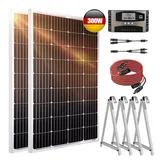 Rhein Beleuchtung Solarmodul 300W 12V Solaranlage Komplettset mit Solarpanel - Monokristallin, 300 W, Monokristallin, (1-St., Solarmodule für Garten/Haus/Camping - Einfache Montage), IP65 + MPPT Regler - Ideal für Wohnmobil Komplettset