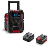 Einhell Akku-Baustellenradio TE-CR 18 Li DAB+/FM/BT Power X-Change (18 V, DAB+, FM, Bluetooth, AUX, USB, automatische Sendersuche, TFT-Farbdisplay, IP65, inkl. 4,0 Ah Akku & Ladegerät)