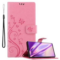 cadorabo Flower Book Cover Galaxy Note 10 Pro), Smartphone Hülle Rosa