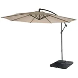 MCW Ampelschirm Terni, Ø 3m neigbar, Polyester/Stahl 11kg ~ sand-beige mit Ständer
