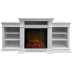 Divina Fire Elektrischer Kamin-Bodenkamin BIDEN aus weißem Holz L179 x T48 x H85