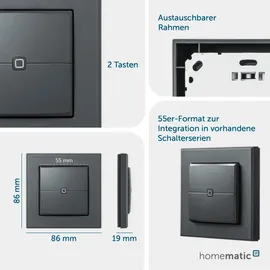 eQ-3 Homematic IP Smart Home Wandtaster HmIP-WRC2-A, 2-fach, anthrazit