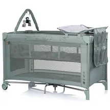 Chipolino Reisebett, Luna 2 Ebenen Wickelauflage klappbar Spielbogen Faltmatratze grün Kunststoff, 60x120 cm, Babymöbel, Babybetten, Reisebetten