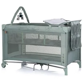 Chipolino Reisebett, Luna 2 Ebenen Wickelauflage klappbar Spielbogen Faltmatratze grün Kunststoff, 60x120 cm, Babymöbel, Babybetten, Reisebetten
