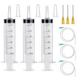 GOLDEROC 3 Stück ölabsaugpumpe Spritzen 50 ml (60 ml), Spritze mit Schlauch – Wiederverwendbare Kunststoff Dosierspritzen, Aufziehspritze zum Absaugen von Restöl, für Pflanzenbewässerung