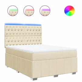 vidaXL Boxspringbett mit Matratze Creme 160x200 cm Stoff - Creme