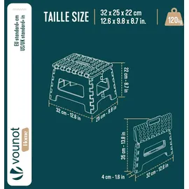 VOUNOT VOUNOT® Klapphocker Faltbar Rutschfester Tritthocker mit Tragegriff 32 x 25 x 22 cm Schwarz
